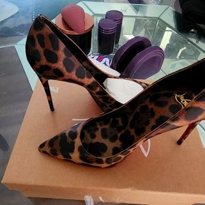 Leopard Print Pointed Toe Stiletto Heels - Women
